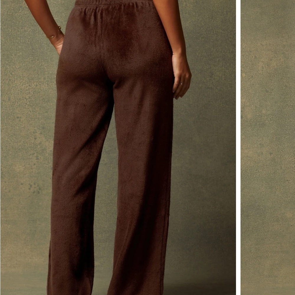 Fabletics Cozy Cord High-Waisted Wide Leg Pant Women's Brown Cacao Size XXL - Picture 2 of 11